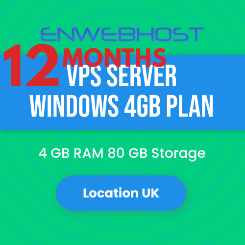 VPS Server Windows 4GB RAM Unmetered Transfer Location UK – 12 Months