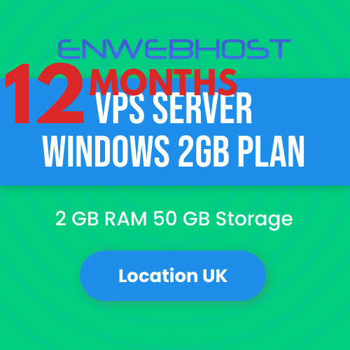 VPS Server Windows 2GB RAM Unmetered Transfer Location UK – 12 Months