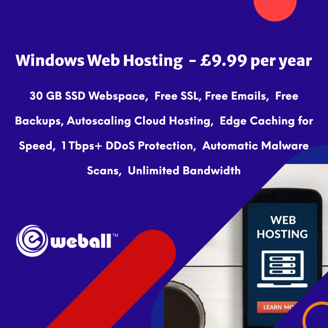 Windows Web Hosting, £9.99/year – 30GB SSD, SSL, Emails, Secured, Lightning Fast