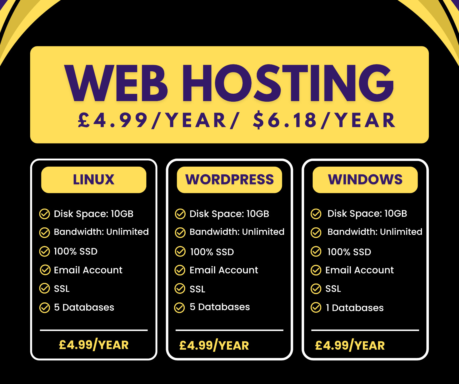 Cheap Web Hosting – Linux, £4.99/year – 10GB SSD, SSL, Emails, Secured, Fast