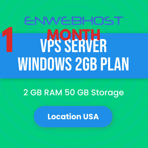 VPS Server Windows 2GB RAM Unmetered Transfer Location US – 1 Month